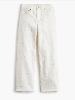 J. Crew Wide-Leg Embroidered Cropped Jean
